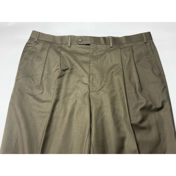 NWT Lauren Ralph Lauren Men's Pleated Cuffed Brown Gray Dress Pants - Size 40x32 - Picture 3 of 6